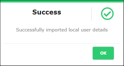 Imported Local User Success Message- CyLock